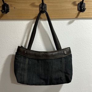 Thirty-One Denim Bag with Brown Leather Trim